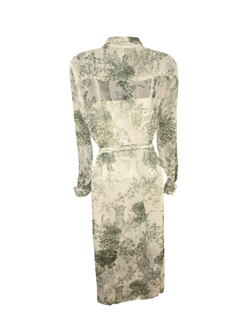Alex Marie White and Sage Green Printed High-Low Shirt Dress - Picture 6 of 12